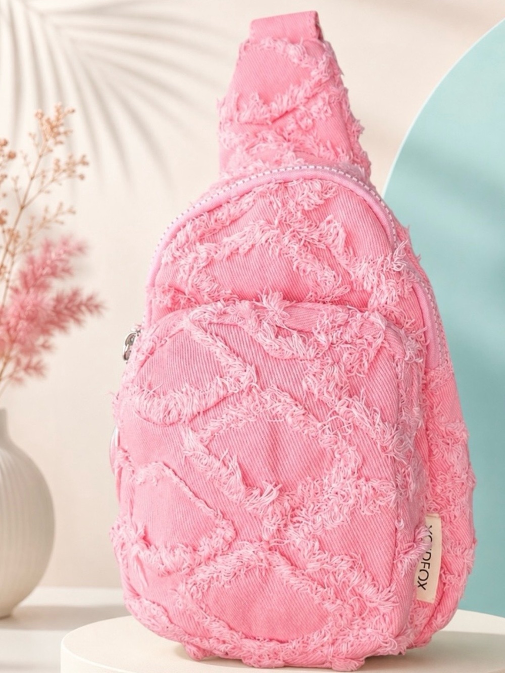 Wildfox Pink Frayed Sling Backpack